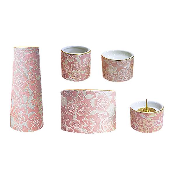 ゆい花 モダン仏具 5点セット 丸香炉 [5色] 花立 香炉 火立 茶湯器 仏