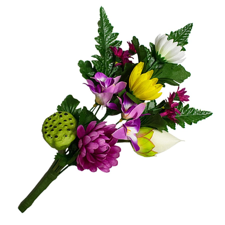 ♛°人気の蓮シングル仏花♤° ボリューミーなコンパクトサイズ ♬ 花器付き♪ Amazon｜山久 造花 仏花 ハスの花束一対 ピンク 約50cm シルク
