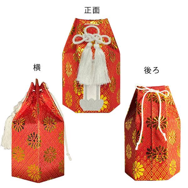 骨袋六角 2寸用 骨壺カバー 骨壷カバー 骨壺覆い 骨壺袋 骨袋単品[色：金/銀/赤/緑/紫] ※骨壺は別売です 