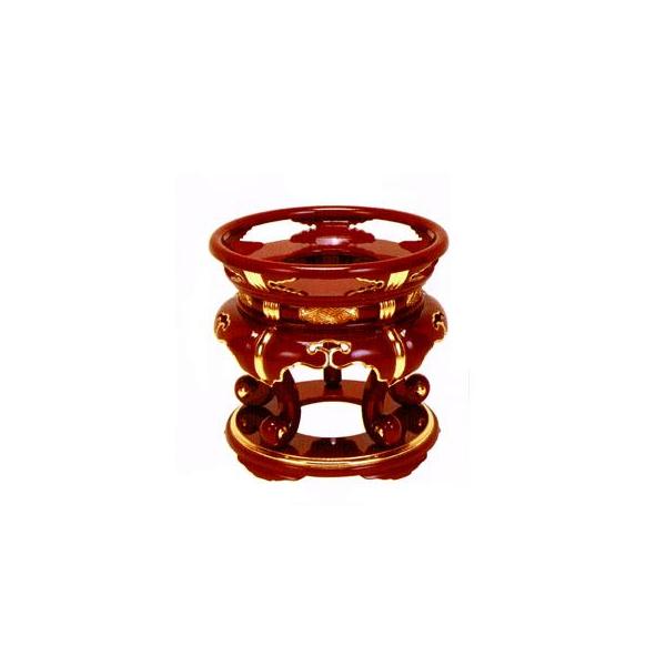 丸金台/丸型金台[サヤ付][木製][朱塗面金箔押]9寸(27cm) | 寺院仏具