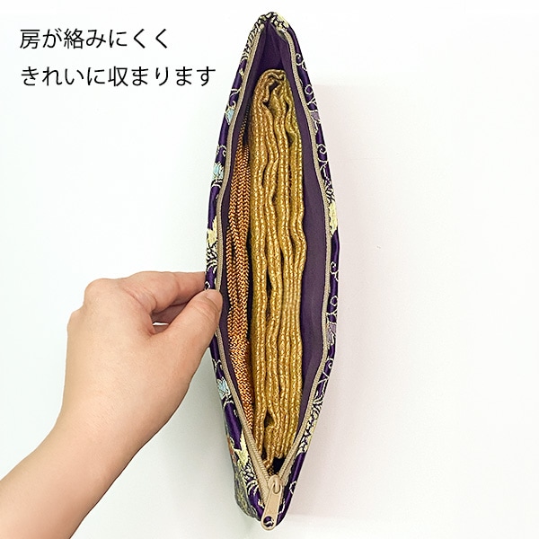 半袈裟入れ (門徒式章入れ / 略肩衣入れ) 金襴 紺地 唐草鳳凰(からくさほうおう) 半袈裟 ケース 式章入れ 袈裟入れ 仏具 お参り 法要