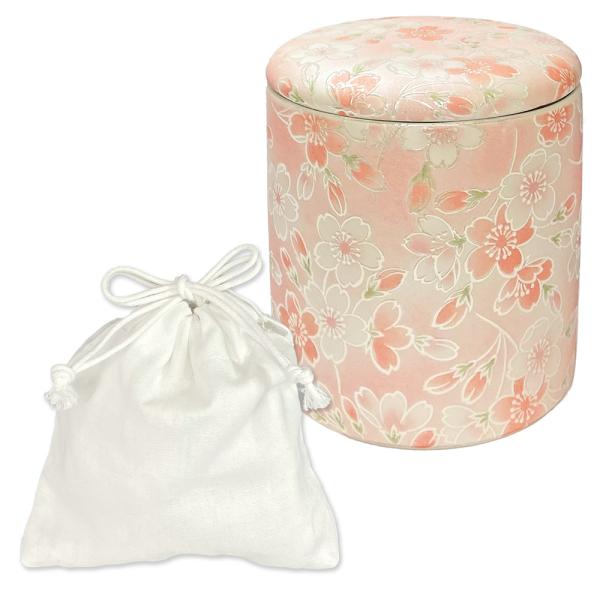 ★骨壷 骨壺 小さい 手元供養 骨カメ  シリコンリング付き 2寸  桜ころも[ピンク/グリーン/ブルー] 【購入特典：納骨袋】