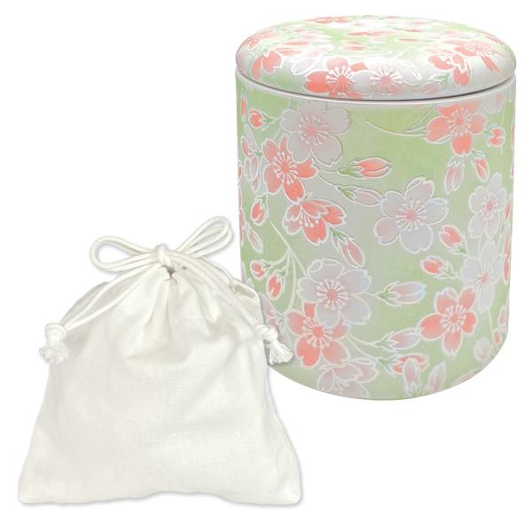 ★骨壷 骨壺 小さい 手元供養 骨カメ  シリコンリング付き 2寸  桜ころも[ピンク/グリーン/ブルー] 【購入特典：納骨袋】