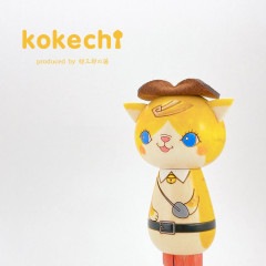 長靴をはいた猫 黄色 【 こけし 】 プレゼント ギフト かわいい おうち時間　願い　暮らし stayhome 癒し インテリア 木製 日本製 伝統工芸品　贈り物 置物 グッズ こけし ウッドバーニング 卵 北欧 童話 雑貨 ずきん 子供 人形 マトリョシカ　長靴 猫