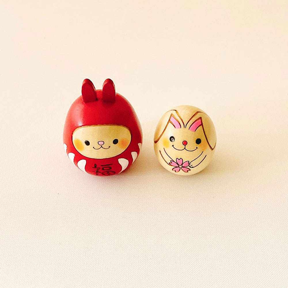 福うさぎダルマと豆セット 置物 うさぎ かわいい 正月飾り 兎 卯 開運