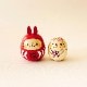 福うさぎダルマと豆セット 置物 うさぎ かわいい 正月飾り 兎 卯 開運 グッズ 玄関 縁起物 kokechi 干支こけし