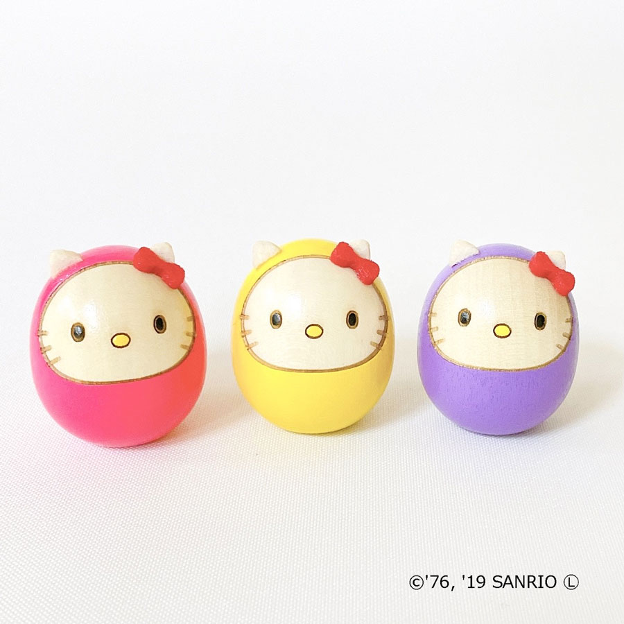 ハロ－キティ だるま こけし 【 ピンク・黄色・むらさき 】 キティ
