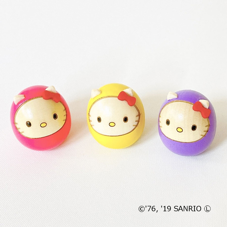 ハロ－キティ だるま こけし 【 ピンク・黄色・むらさき 】 キティ