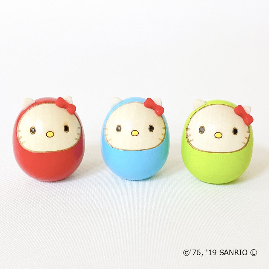 ハロ－キティ だるま こけし【 黄緑・水色・赤 】 キティ プレゼント