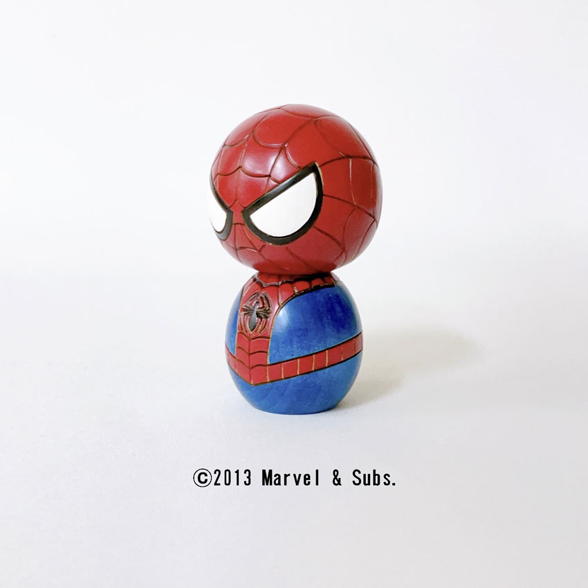 MARVEL こけし スパイダーマン 【 卯三郎こけし 】 プレゼント ギフト 雑貨 おうち時間 暮らし stayhome 癒し インテリア 木製 日本製 伝統工芸品 父の日 贈り物 置物 グッズ 手作り 雑貨 手創り ハンドメイド 手造り マーベル 映画 コラボ アベンジャーズ フィギュア