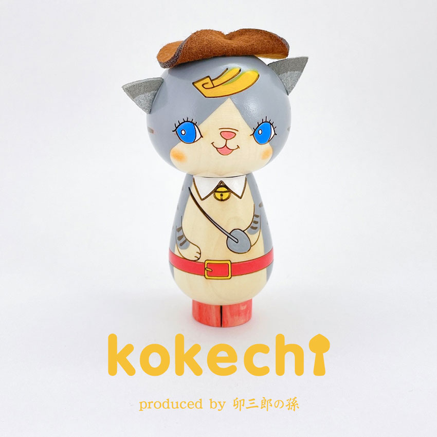 長靴をはいた猫 灰色 【 こけし 】 プレゼント ギフト かわいい おうち時間　願い　暮らし stayhome 癒し インテリア 木製 日本製 伝統工芸品　贈り物 置物 グッズ こけし ウッドバーニング 卵 北欧 童話 雑貨 ずきん 子供 人形 マトリョシカ　長靴 猫