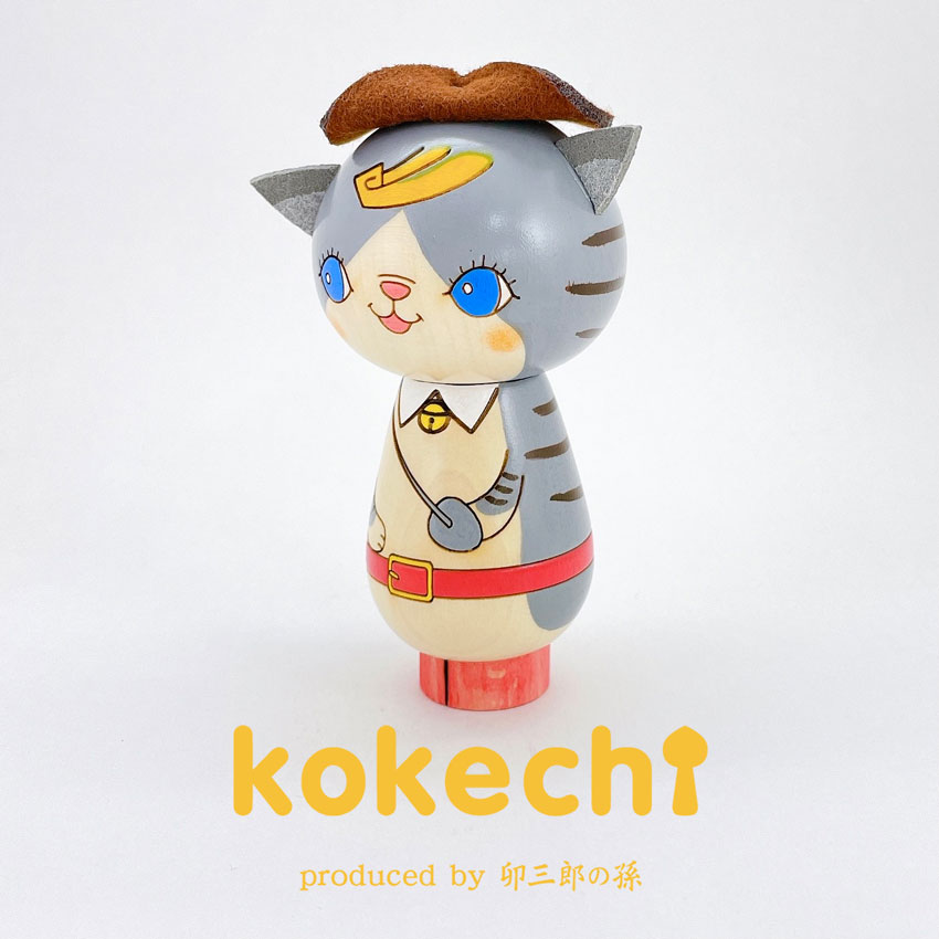 長靴をはいた猫 灰色 【 こけし 】 プレゼント ギフト かわいい おうち時間　願い　暮らし stayhome 癒し インテリア 木製 日本製 伝統工芸品　贈り物 置物 グッズ こけし ウッドバーニング 卵 北欧 童話 雑貨 ずきん 子供 人形 マトリョシカ　長靴 猫