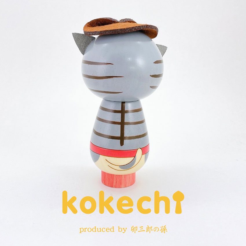 長靴をはいた猫 灰色 【 こけし 】 プレゼント ギフト かわいい おうち時間　願い　暮らし stayhome 癒し インテリア 木製 日本製 伝統工芸品　贈り物 置物 グッズ こけし ウッドバーニング 卵 北欧 童話 雑貨 ずきん 子供 人形 マトリョシカ　長靴 猫