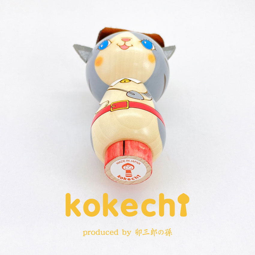 長靴をはいた猫 灰色 【 こけし 】 プレゼント ギフト かわいい おうち時間　願い　暮らし stayhome 癒し インテリア 木製 日本製 伝統工芸品　贈り物 置物 グッズ こけし ウッドバーニング 卵 北欧 童話 雑貨 ずきん 子供 人形 マトリョシカ　長靴 猫