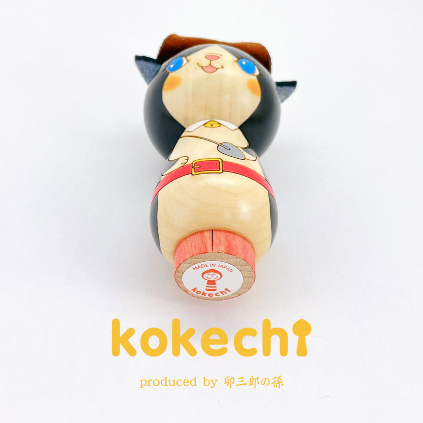 長靴をはいた猫 黒 【 こけし 】 プレゼント ギフト かわいい おうち時間　願い　暮らし stayhome 癒し インテリア 木製 日本製 伝統工芸品　贈り物 置物 グッズ こけし ウッドバーニング 卵 北欧 童話 雑貨 ずきん 子供 人形 マトリョシカ　長靴 猫