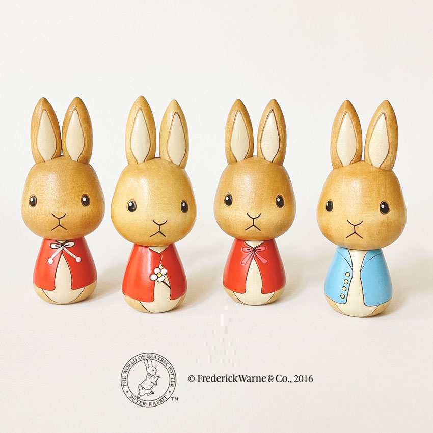 ピーターラビット こけし フロプシー リボン 【 卯三郎こけし 】 プレゼント ギフト 雑貨 おうち時間 暮らし stayhome 癒し インテリア 木製 日本製 伝統工芸品 父の日 贈り物 置物 グッズ 手作り 雑貨 手創り ハンドメイド 手造り コラボ 絵本 映画 卯三郎こけし