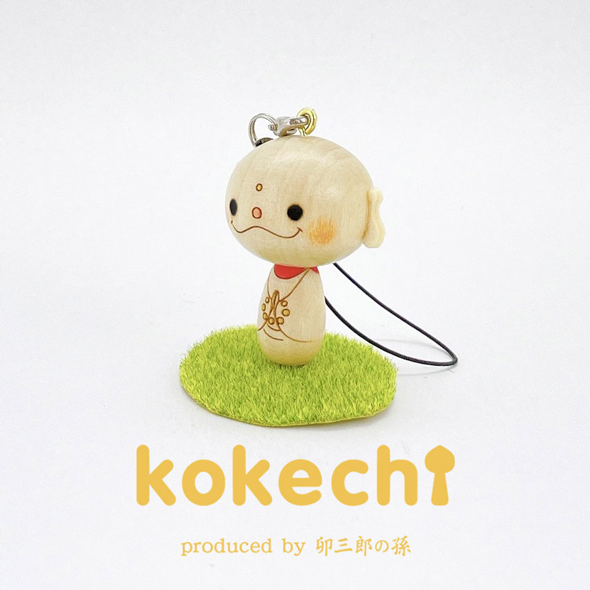 お地蔵様 丸 目 【 こけし ストラップ 】 プレゼント ギフト かわいい おうち時間　願い　暮らし stayhome 癒し インテリア 木製 日本製 伝統工芸品　贈り物 置物 グッズ こけし ウッドバーニング 卵 kokeshi 地蔵 雑貨 ずきん 子供 人形 地蔵様 数珠 小花 祈り 笑顔