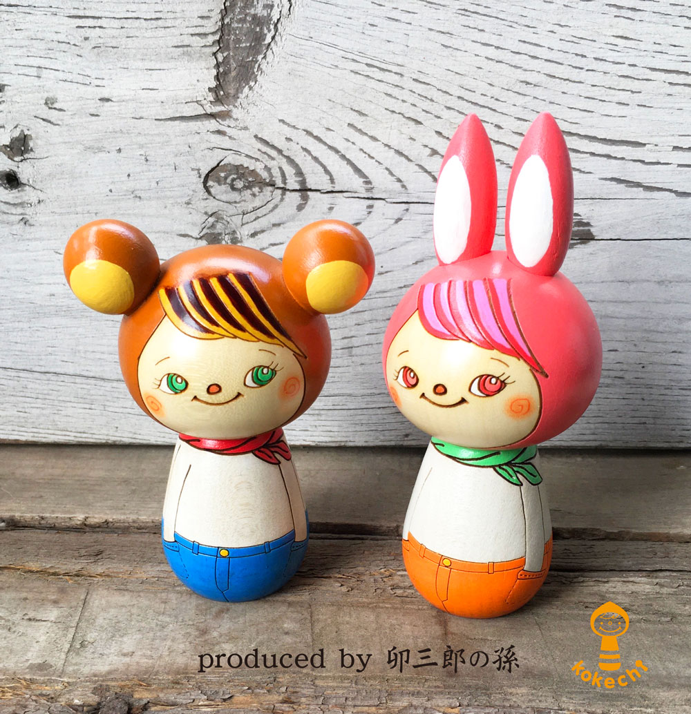 母の日　カーネーション　お気に入り ～ 【 うさぎ 】 プレゼント ギフト かわいい おうち時間　願い　暮らし stayhome 癒し インテリア 木製 日本製 伝統工芸品　贈り物 置物 グッズ こけし 北欧 クマ デニム マフラー スカーフ ずきん