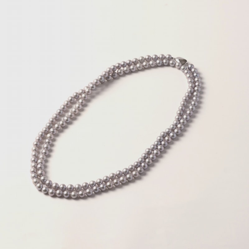 Rudy(ルディー)　淡水パールグレー・セミラウンドスーパーロングネックレス