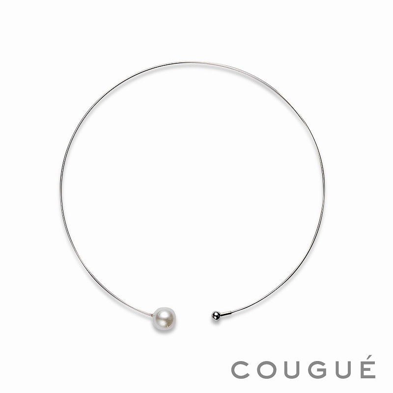 南洋白蝶真珠　フープドッグチョーカー ホワイトラウンド 13mm　パールチョーカー