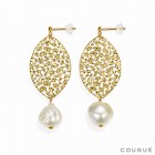 18金イエローゴールド×南洋真珠デザインピアス