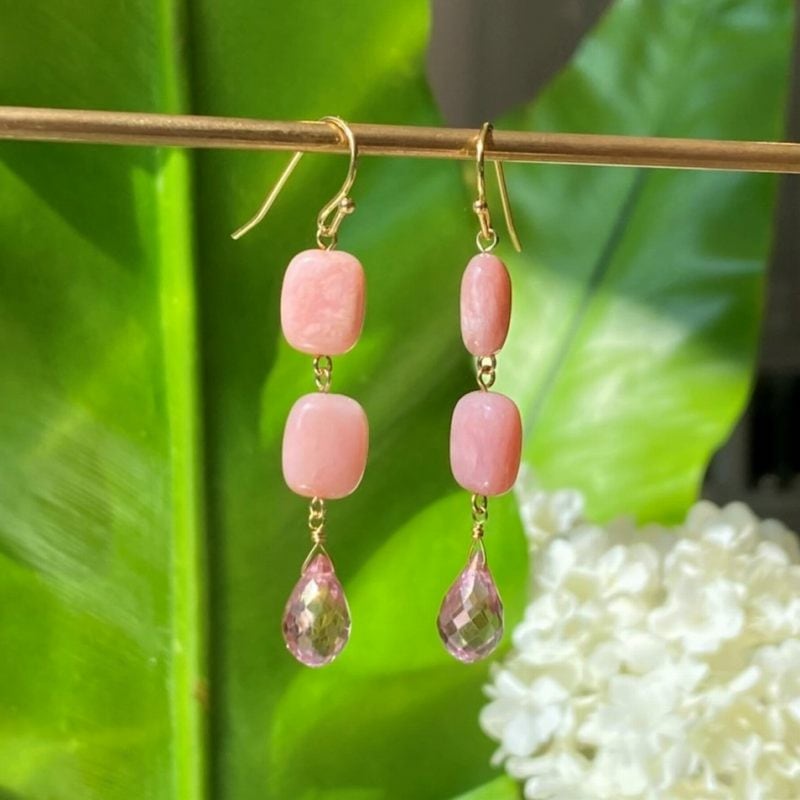 ピンクオパール ピンクトパーズスイングピアス 自由が丘cougue クーゲ