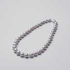 Ingrid(イングリッド）　淡水パールプラチナグレーセミラウンド大粒ネックレス