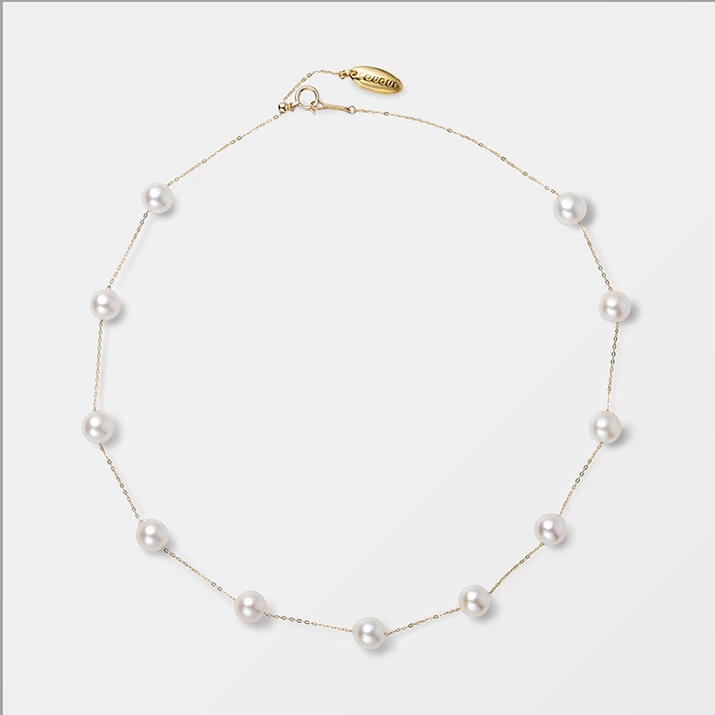 Fiona(フィオナ)　アコヤパールホワイト・10金ステーションネックレス