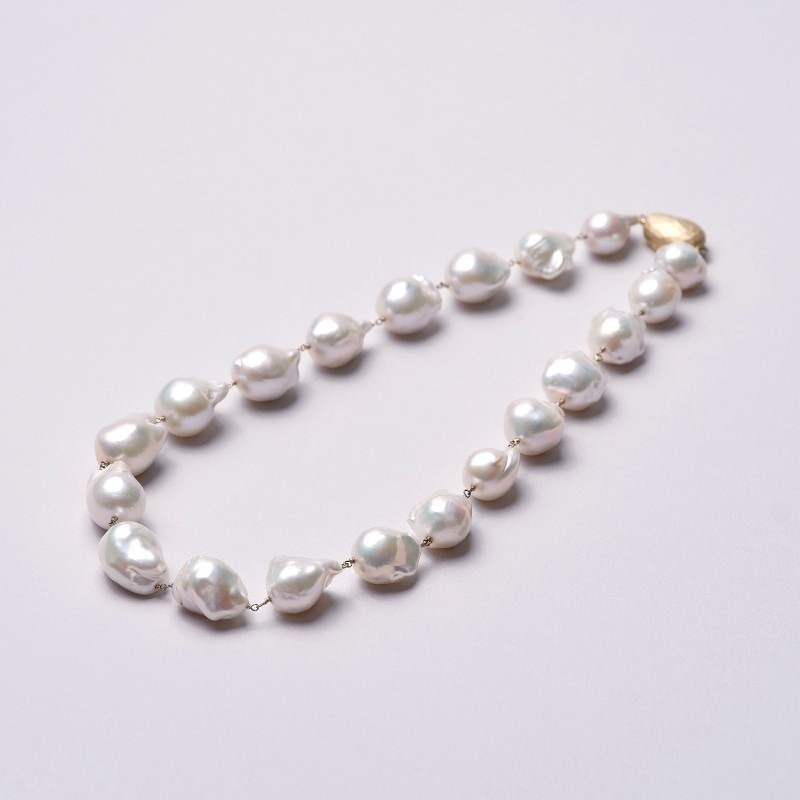 Priscalla(プリシラ) 淡水パールホワイト・オイスター10金シャンクつなぎネックレス