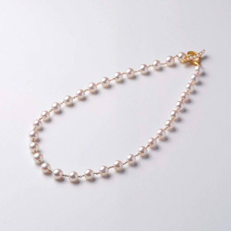 saby(サビー)　アコヤパールホワイト・10金シャンクつなぎネックレス