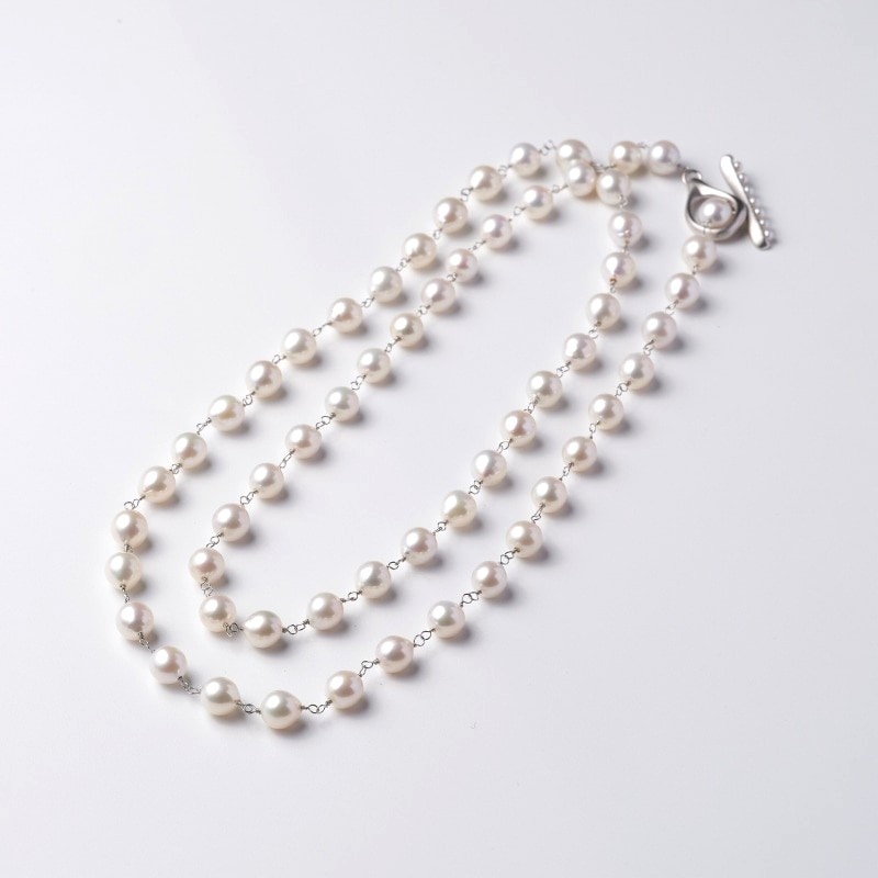 Jenessa(ジェネサ)　淡水パールホワイト・10金シャンクつなぎネックレス