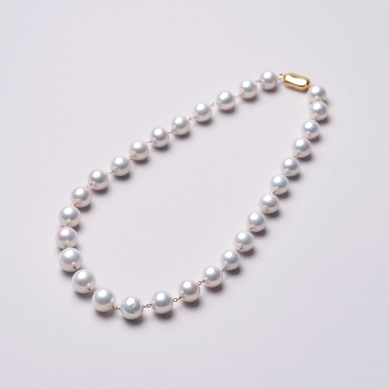 Flower1(フラワーゴールド) 淡水パールセミラウンド・10金シャンクつなぎネックレス