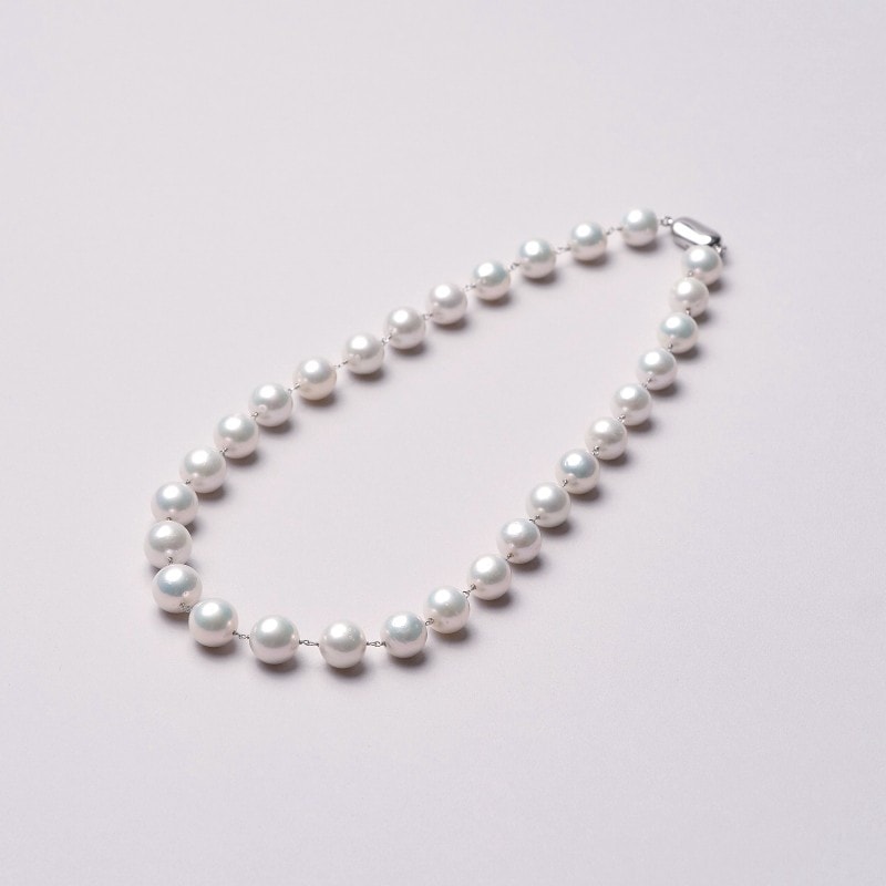 Flower２(フラワー2)　淡水パールセミラウンド・10金シャンクつなぎネックレス