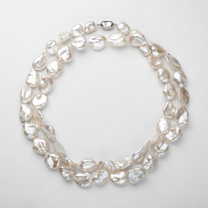 Ryanne(リアンヌ)　淡水パールホワイトロング・バロックネックレス