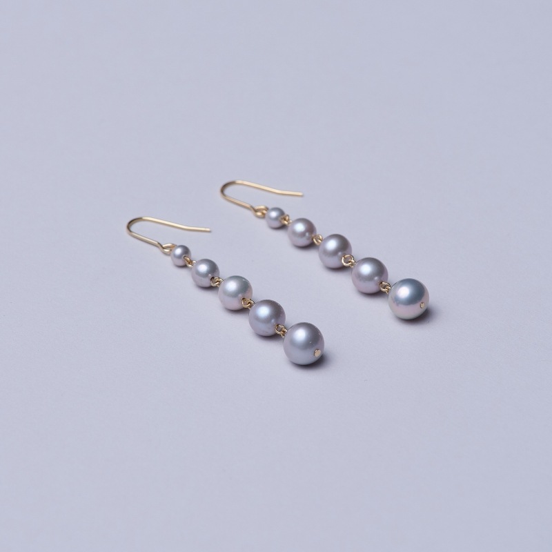 Ella2(エラ2)　淡水パールグレーグラデーションピアス