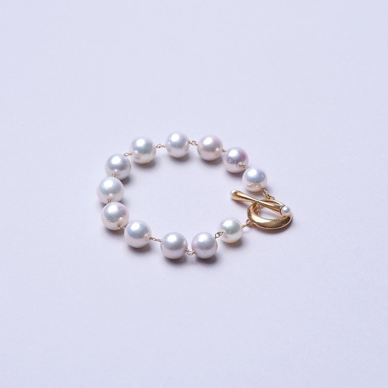 Clarissa(クラリッサ）　淡水パールセミラウンド・10金シャンクつなぎブレスレット2