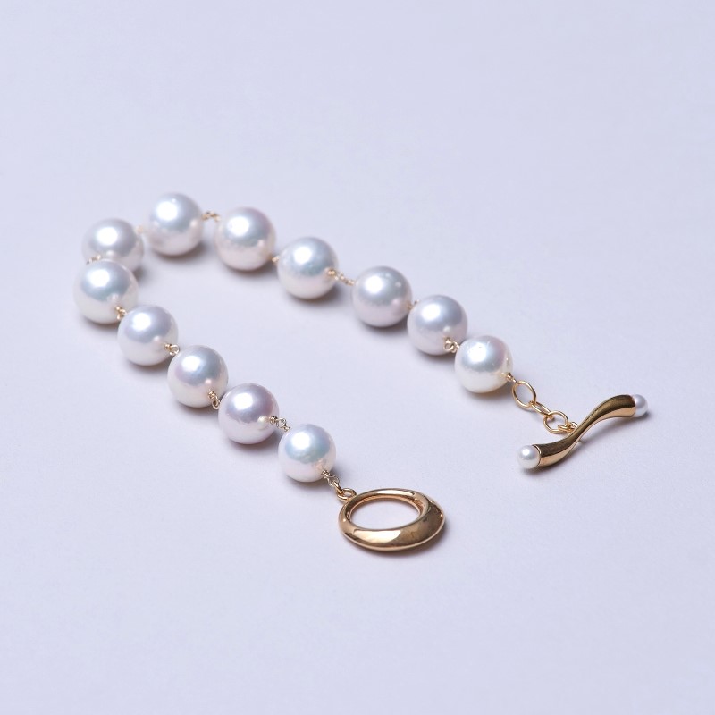 Clarissa(クラリッサ）　淡水パールセミラウンド・10金シャンクつなぎブレスレット2