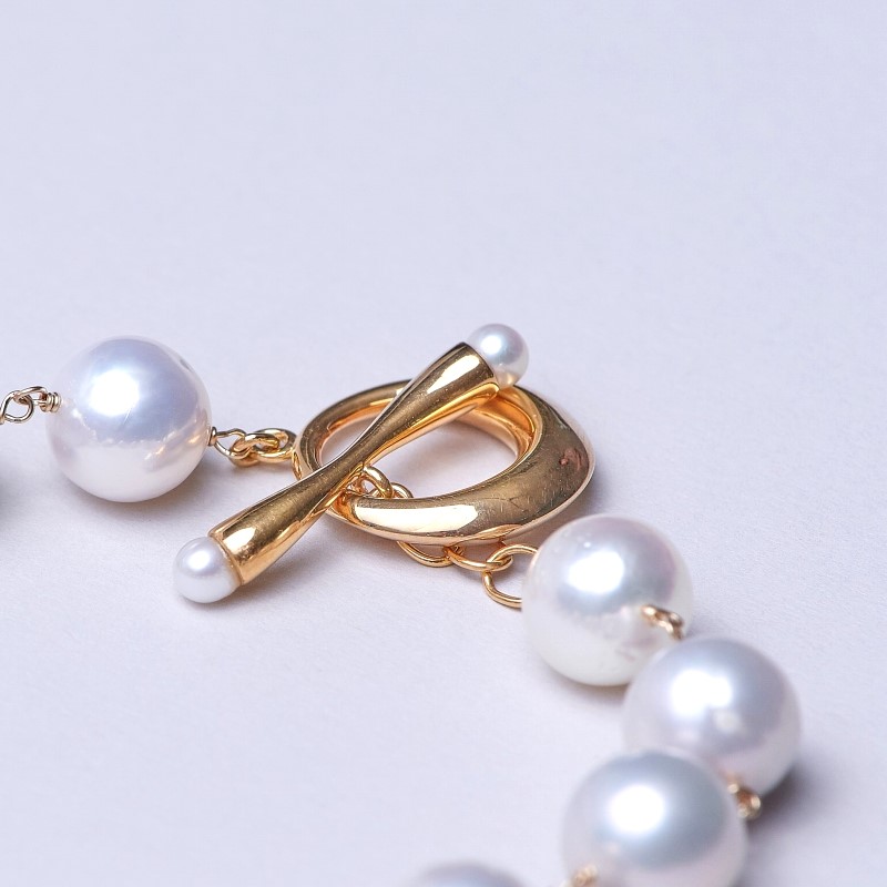 Clarissa(クラリッサ）　淡水パールセミラウンド・10金シャンクつなぎブレスレット2