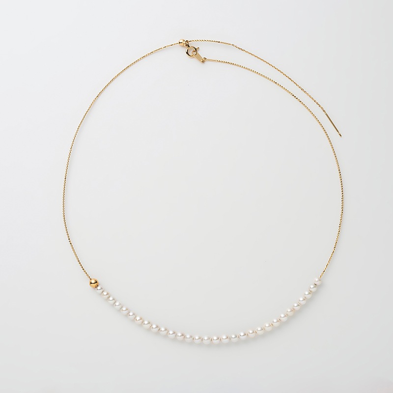 Valerie(ヴァレリー)　アコヤベビーパールホワイト・18金オメガチェーンネックレス