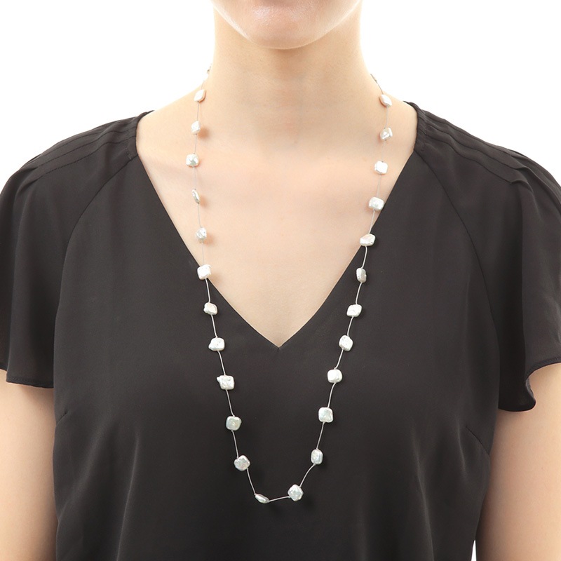 数量限定 品質保証付き 淡水パール 10 ホワイト スクエア型 ネックレス ご自分へのご褒美 プレゼント にもおすすめ 自由が丘cougue クーゲ