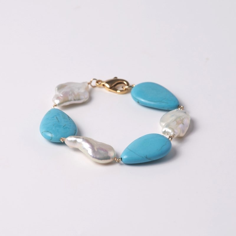 Mosman(モスマン) 淡水パール・ターコイズコンビブレスレット