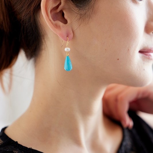 淡水パールｘターコイズピアス