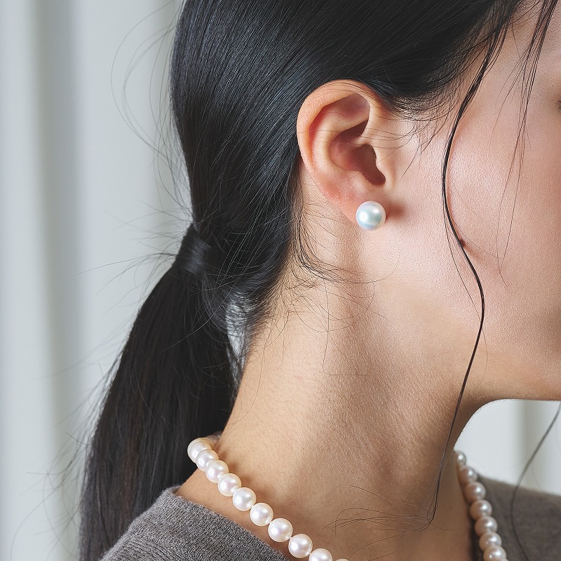 11-11.5mm 一粒スタッズパールピアス・真珠ピアス・イヤリング変更可