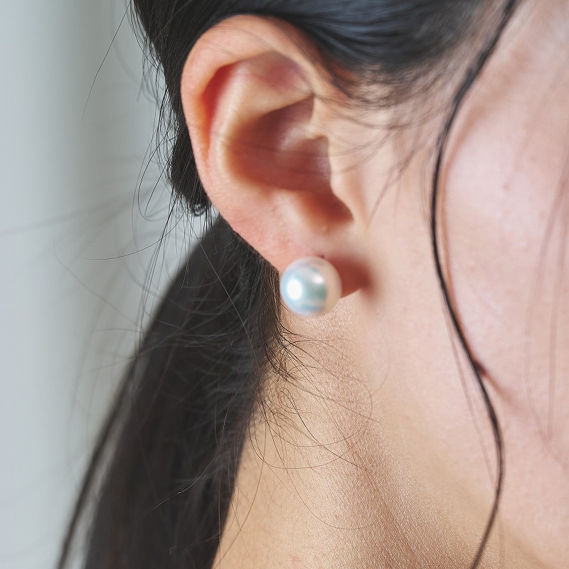 11-11.5mm 一粒スタッズパールピアス・真珠ピアス・イヤリング変更可