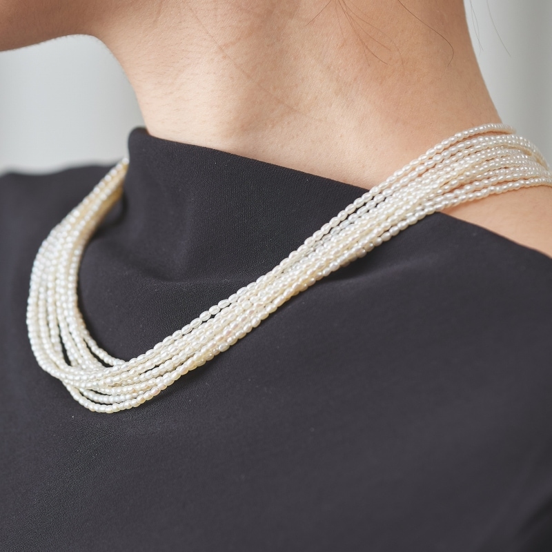 Veronique(ヴェロニク) 淡水パールホワイト・小粒ライス10連ネックレス