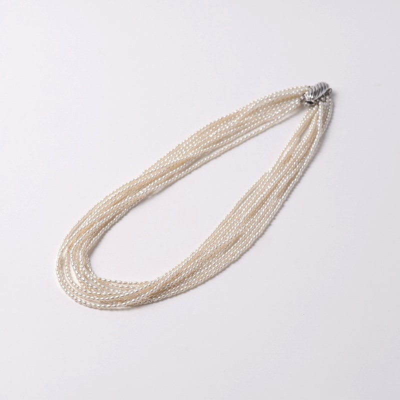 Veronique(ヴェロニク) 淡水パールホワイト・小粒ライス10連ネックレス