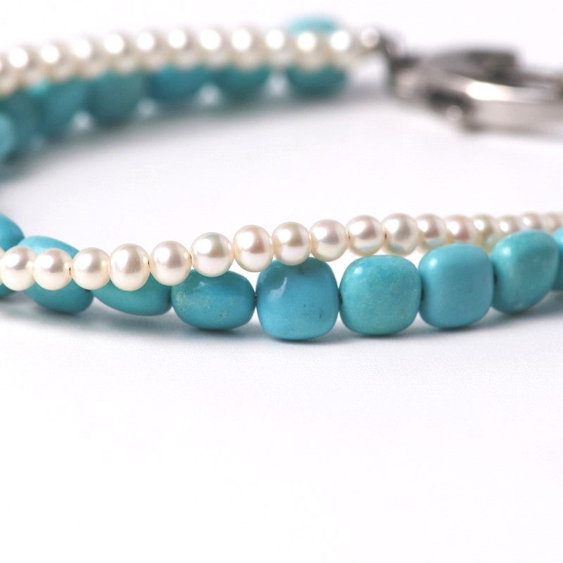 Tansy(タンシー)　ターコイズ・ホワイトパールコンビブレスレット
