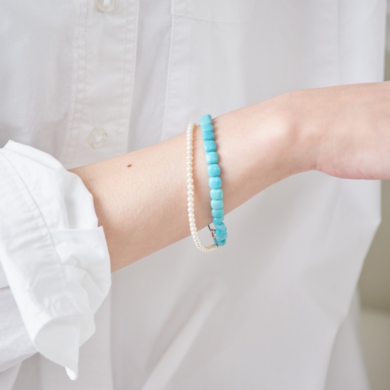 Tansy(タンシー)　ターコイズ・ホワイトパールコンビブレスレット