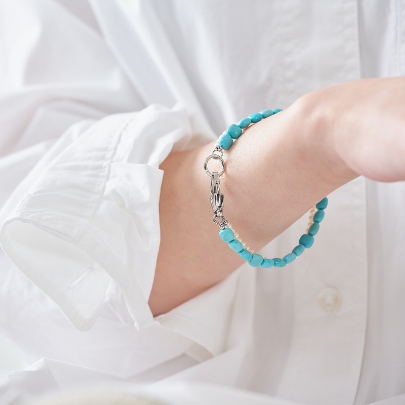 Tansy(タンシー)　ターコイズ・ホワイトパールコンビブレスレット