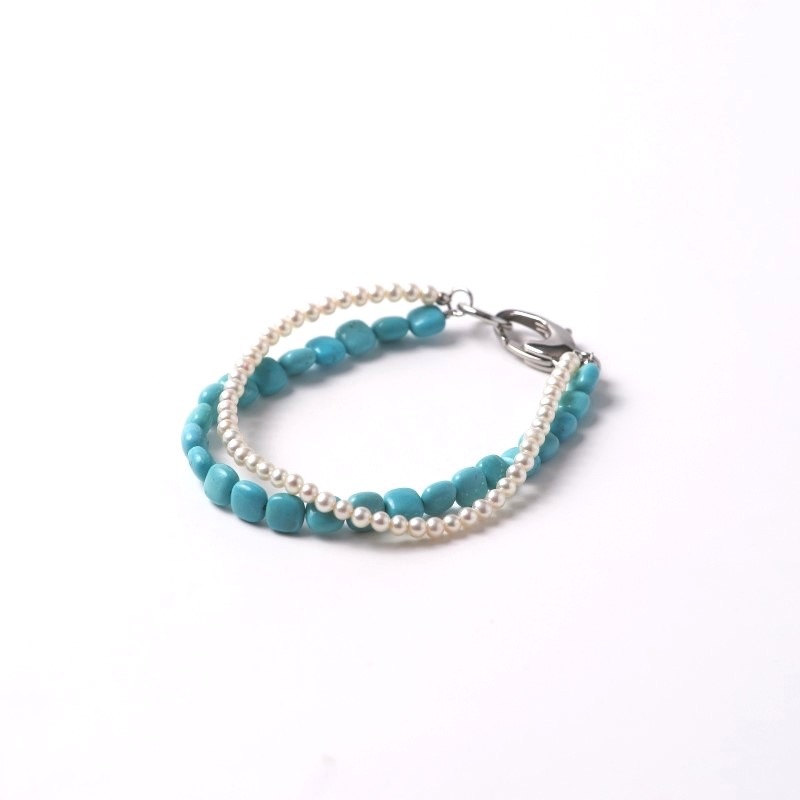Tansy(タンシー)　ターコイズ・ホワイトパールコンビブレスレット